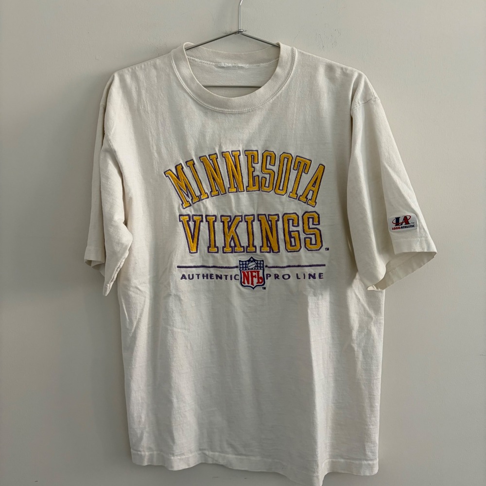 Vintage Logo Athletic Minnesota Vikings NFL Pro Line T Shirt White Mens